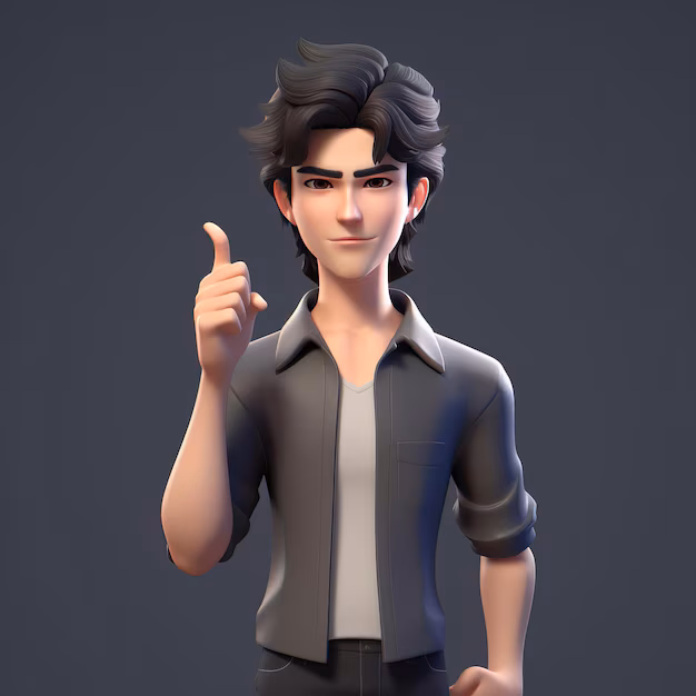 handsome young boy character black background generative ai_849906 3911